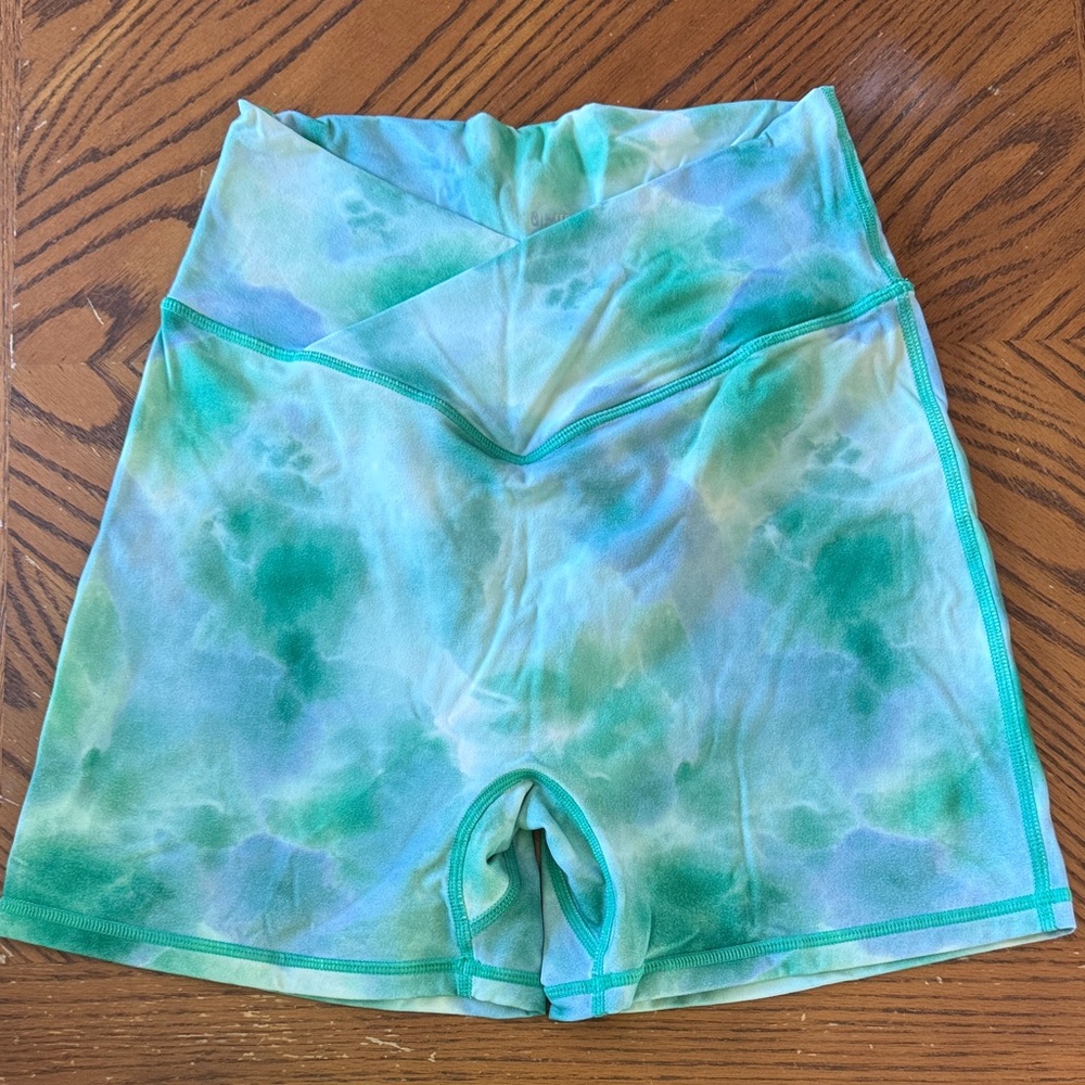 BuffBunny Aqua Tie-Dye Bike Shorts - Picture 3 of 4